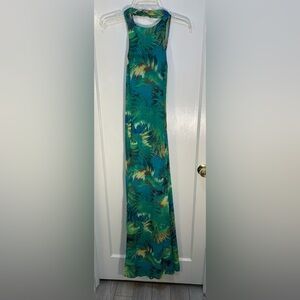 Lulu’s Women's M  Tropic of Discussion GrnTropical Pattern Split Skirt on Sides